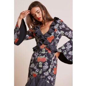 Finders Keepers Astral Dress in Black Floral Small